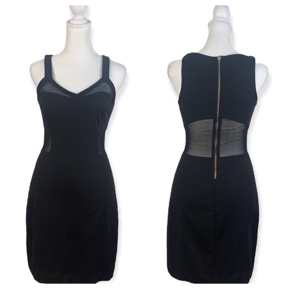 Express Black Bodycon Dress with Mesh Cut Outs - Picture 1 of 14